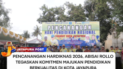 Pencanangan Hardiknas 2026, Abisai Rollo Tegaskan Komitmen Majukan Pendidikan Berkualitas di Kota Jayapura